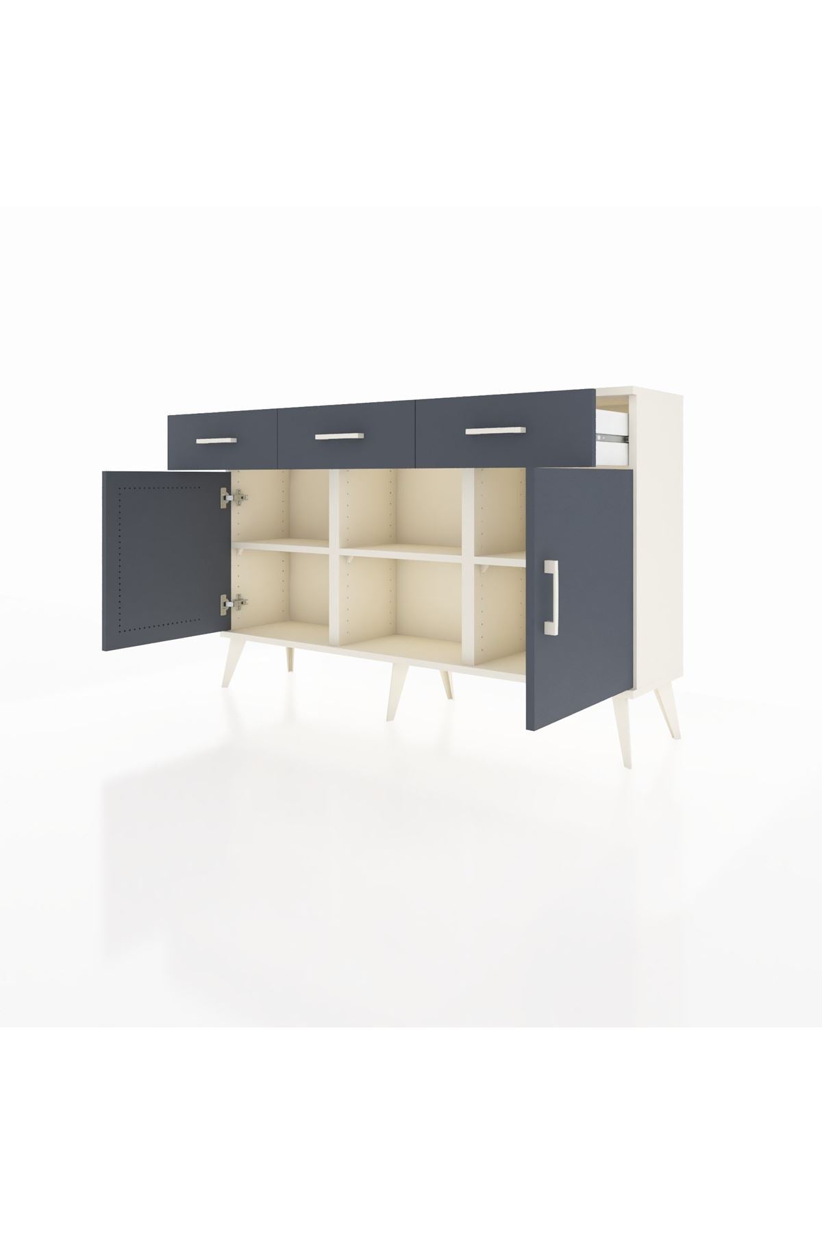 Arges Konsol 3 Raflı 3 Çekmeceli 3 Kapaklı 132x30x83 - S144M022V08A