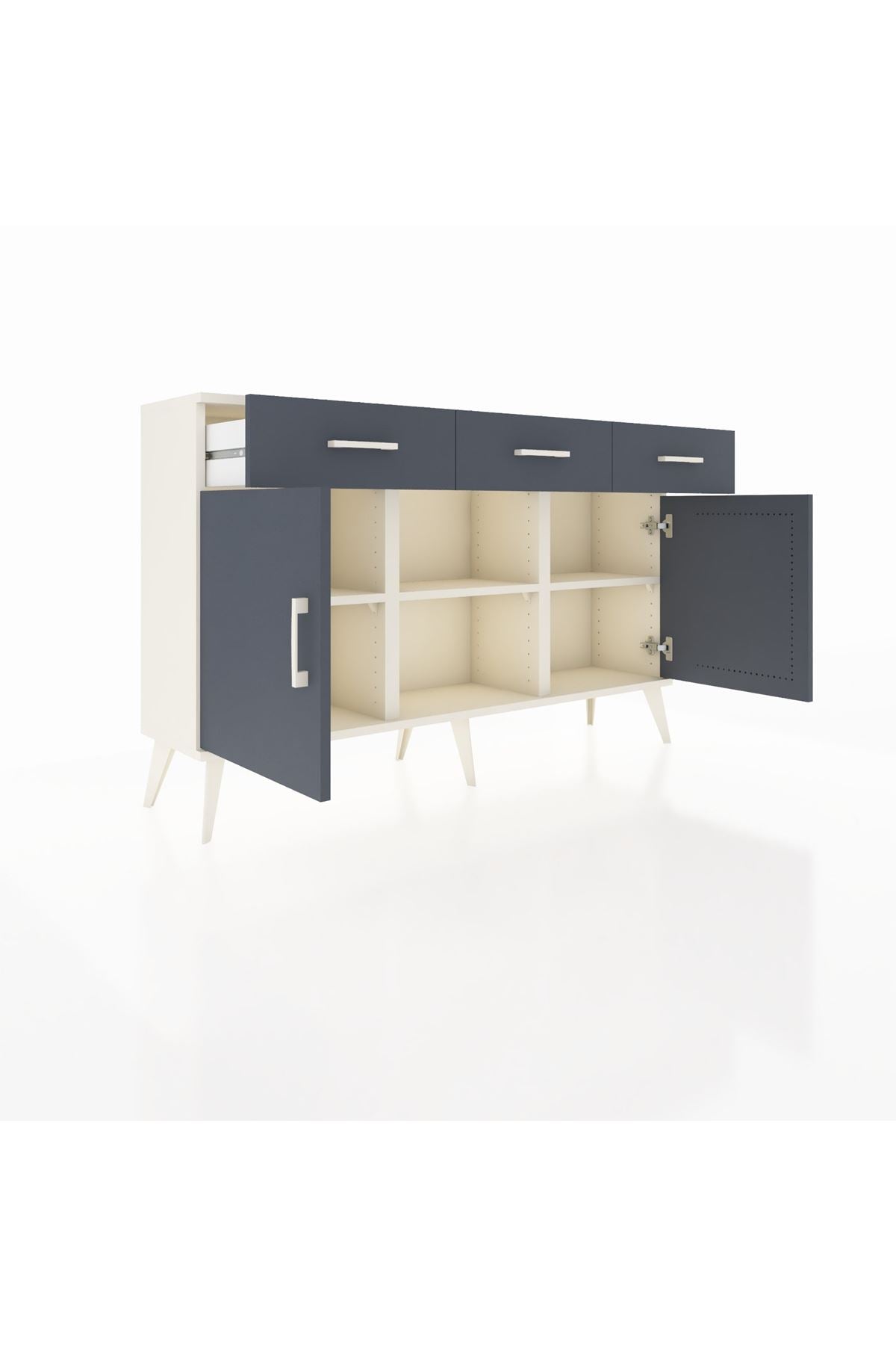 Arges Konsol 3 Raflı 3 Çekmeceli 3 Kapaklı 132x30x83 - S144M022V08A