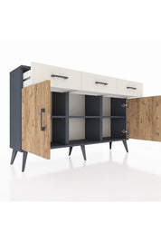 Arges Konsol 3 Raflı 3 Çekmeceli 3 Kapaklı 132x30x83 - S144M022V10A
