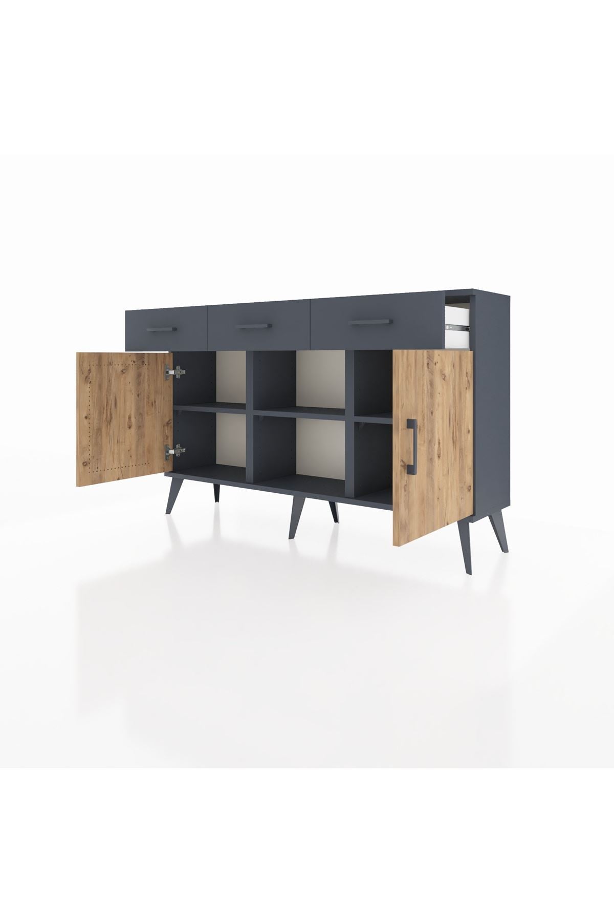 Arges Konsol 3 Raflı 3 Çekmeceli 3 Kapaklı 132x30x83 - S144M022V11A