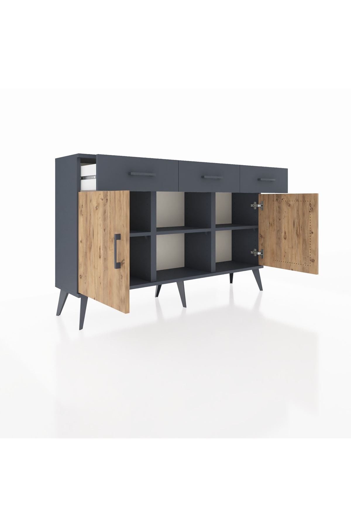 Arges Konsol 3 Raflı 3 Çekmeceli 3 Kapaklı 132x30x83 - S144M022V11A
