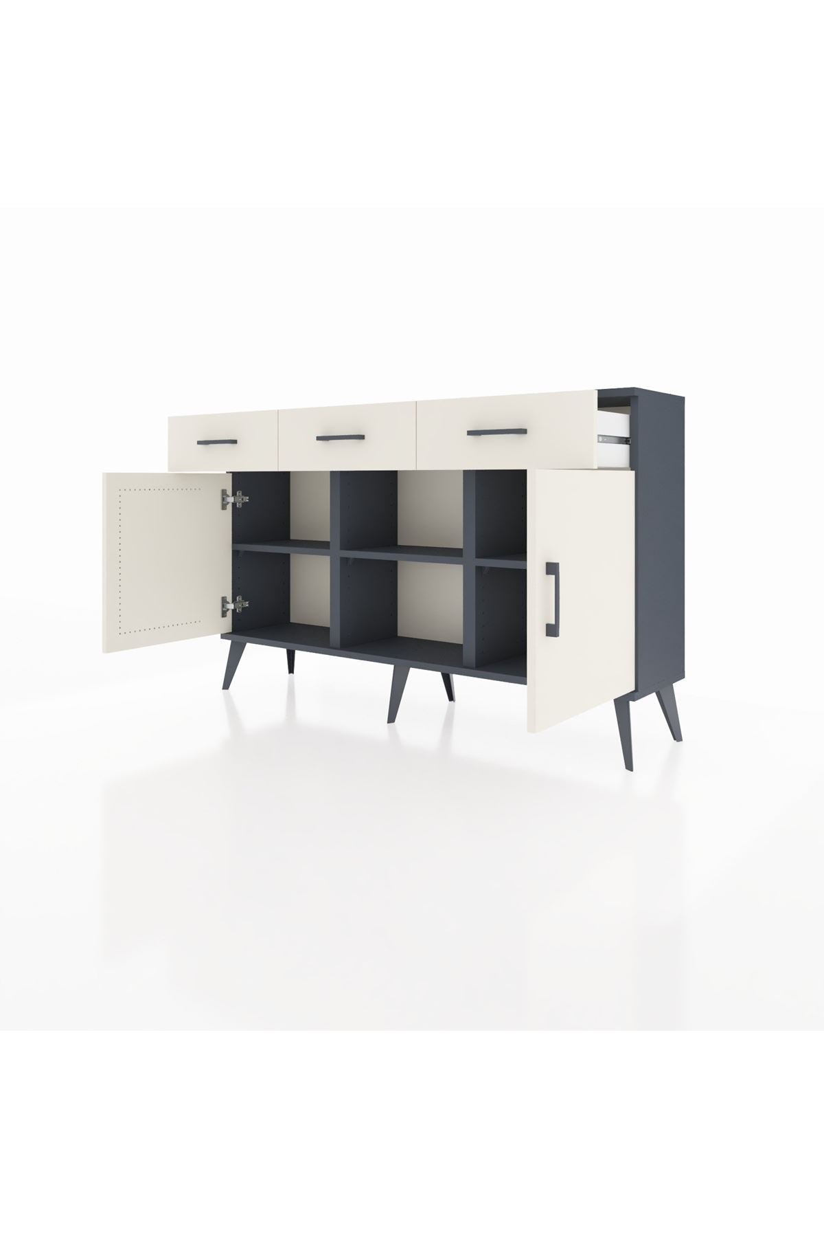 Arges Konsol 3 Raflı 3 Çekmeceli 3 Kapaklı 132x30x83 - S144M022V13A