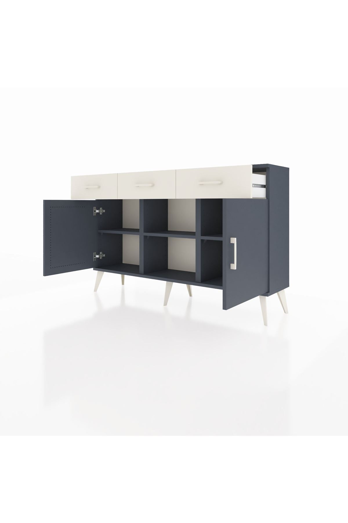 Arges Konsol 3 Raflı 3 Çekmeceli 3 Kapaklı 132x30x83 - S144M022V16A