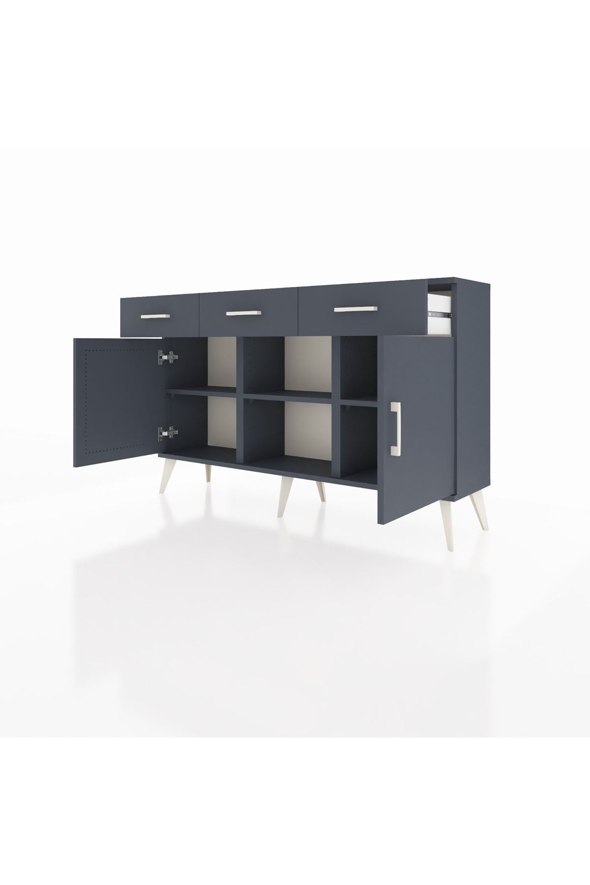 Arges Konsol 3 Raflı 3 Çekmeceli 3 Kapaklı 132x30x83 - S144M022V17A