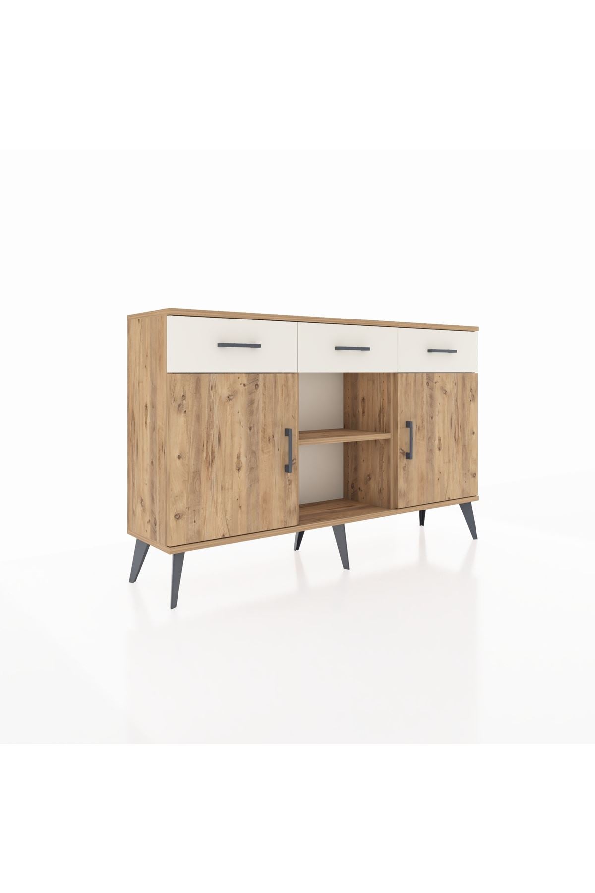 Arges Konsol 3 Raflı 3 Çekmeceli 3 Kapaklı 132x30x83 - S144M022V19A