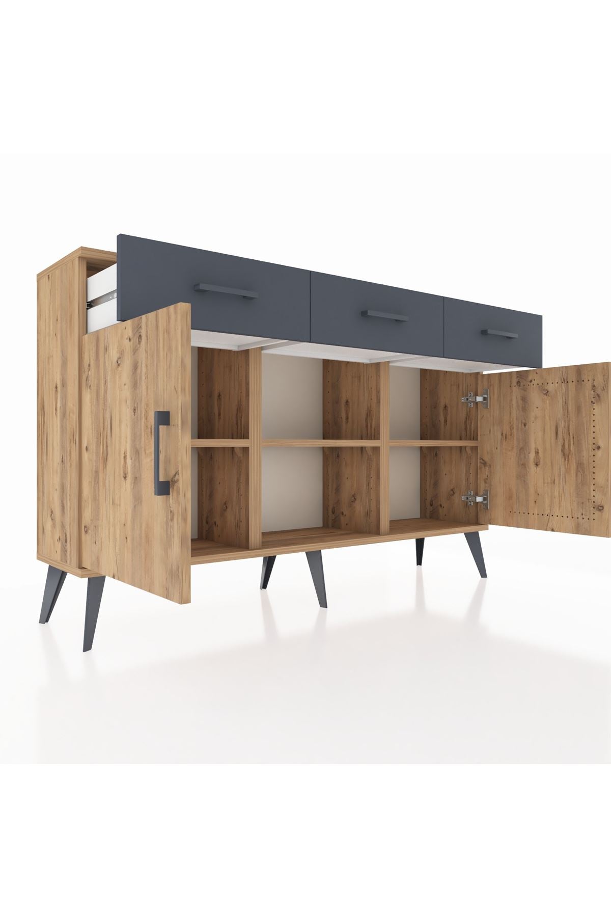 Arges Konsol 3 Raflı 3 Çekmeceli 3 Kapaklı 132x30x83 - S144M022V20A
