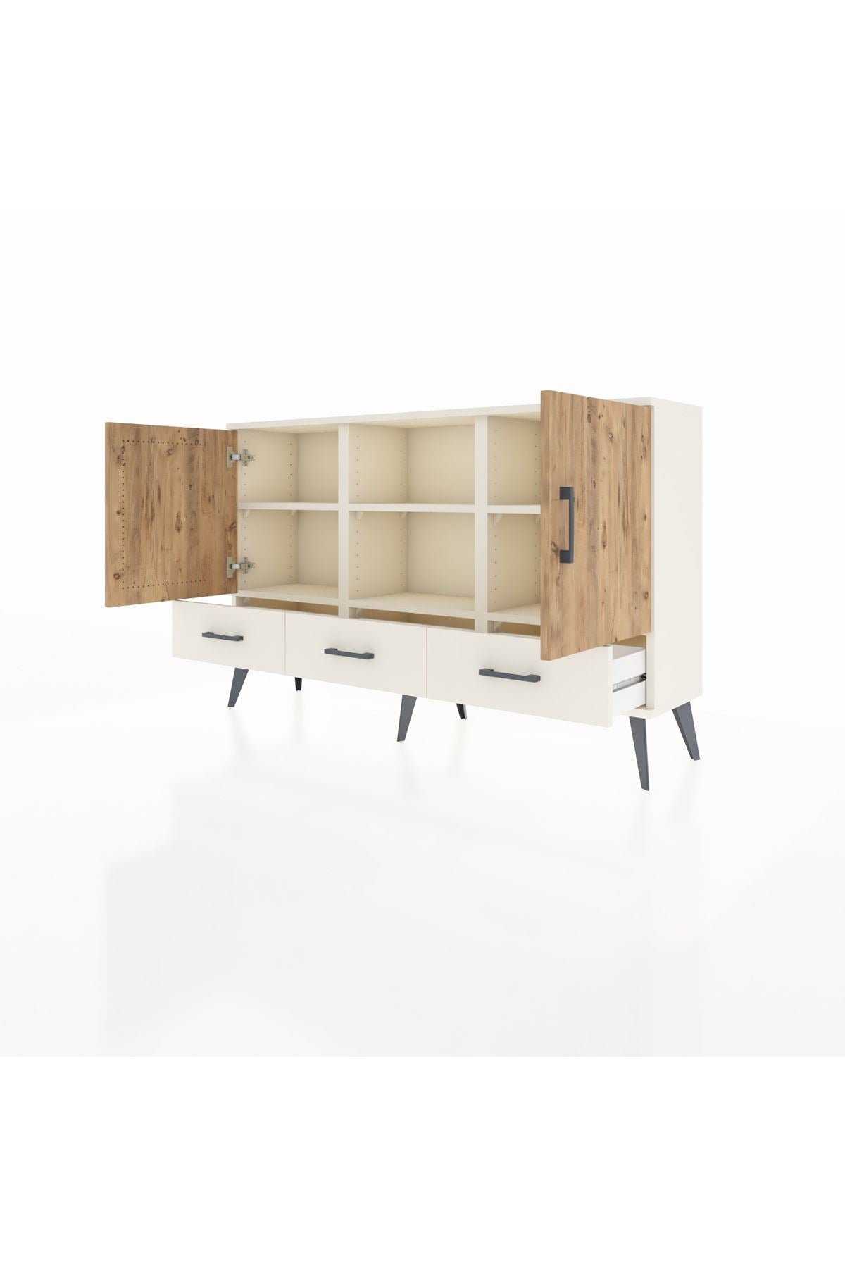 Arges Konsol 6 Raflı 3 Çekmeceli 3 Kapaklı 132x30x83 - S144M023V01A