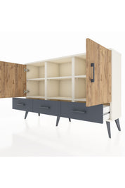 Arges Konsol 6 Raflı 3 Çekmeceli 3 Kapaklı 132x30x83 - S144M023V02A