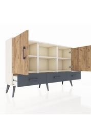 Arges Konsol 6 Raflı 3 Çekmeceli 3 Kapaklı 132x30x83 - S144M023V02A
