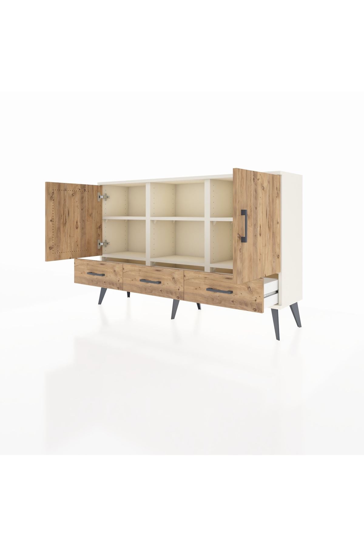 Arges Konsol 6 Raflı 3 Çekmeceli 3 Kapaklı 132x30x83 - S144M023V03A