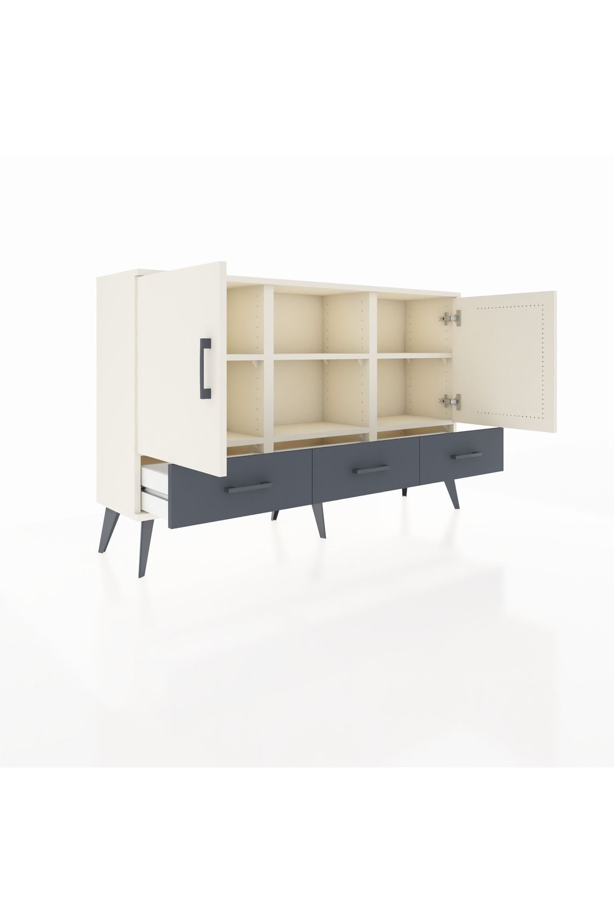 Arges Konsol 6 Raflı 3 Çekmeceli 3 Kapaklı 132x30x83 - S144M023V05A