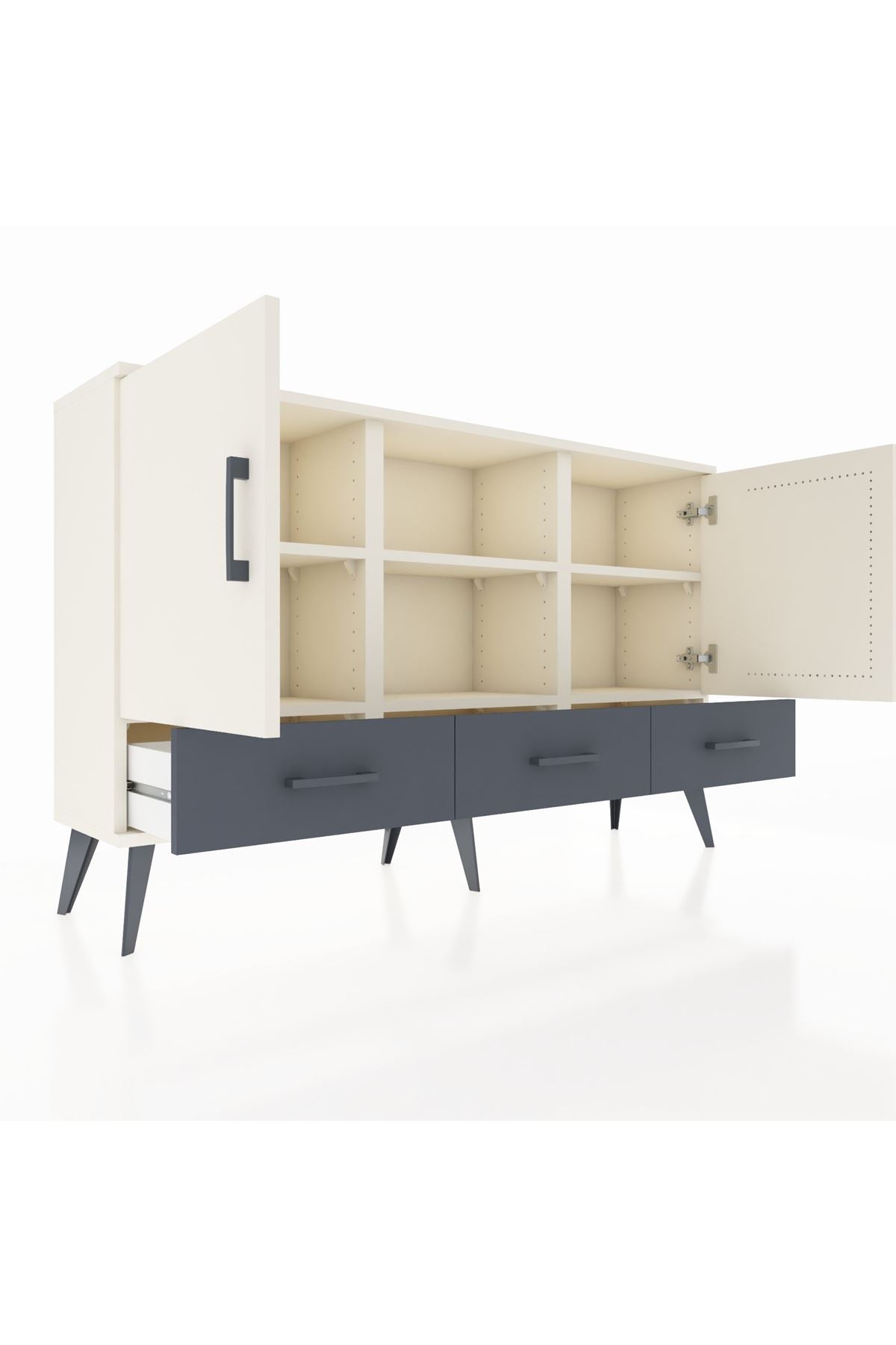 Arges Konsol 6 Raflı 3 Çekmeceli 3 Kapaklı 132x30x83 - S144M023V05A