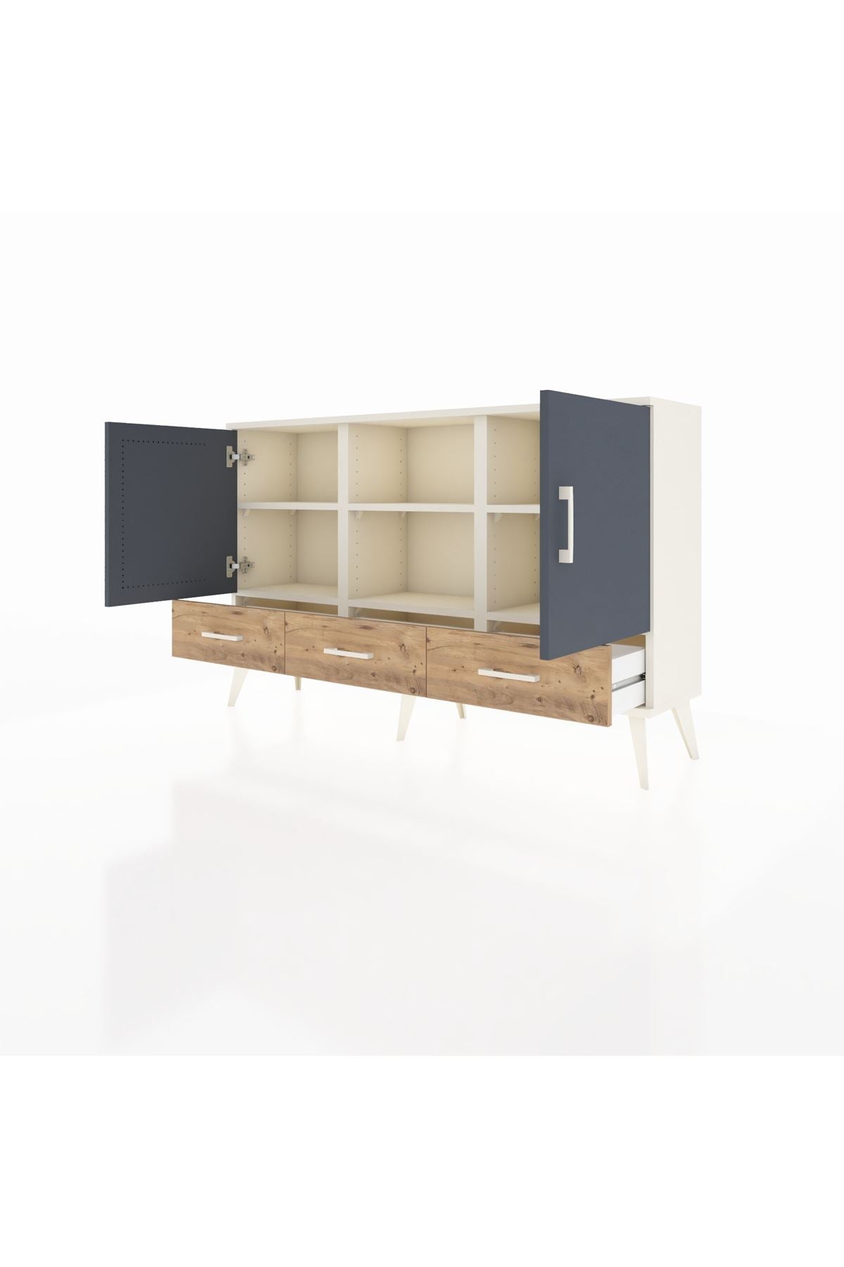 Arges Konsol 6 Raflı 3 Çekmeceli 3 Kapaklı 132x30x83 - S144M023V09A