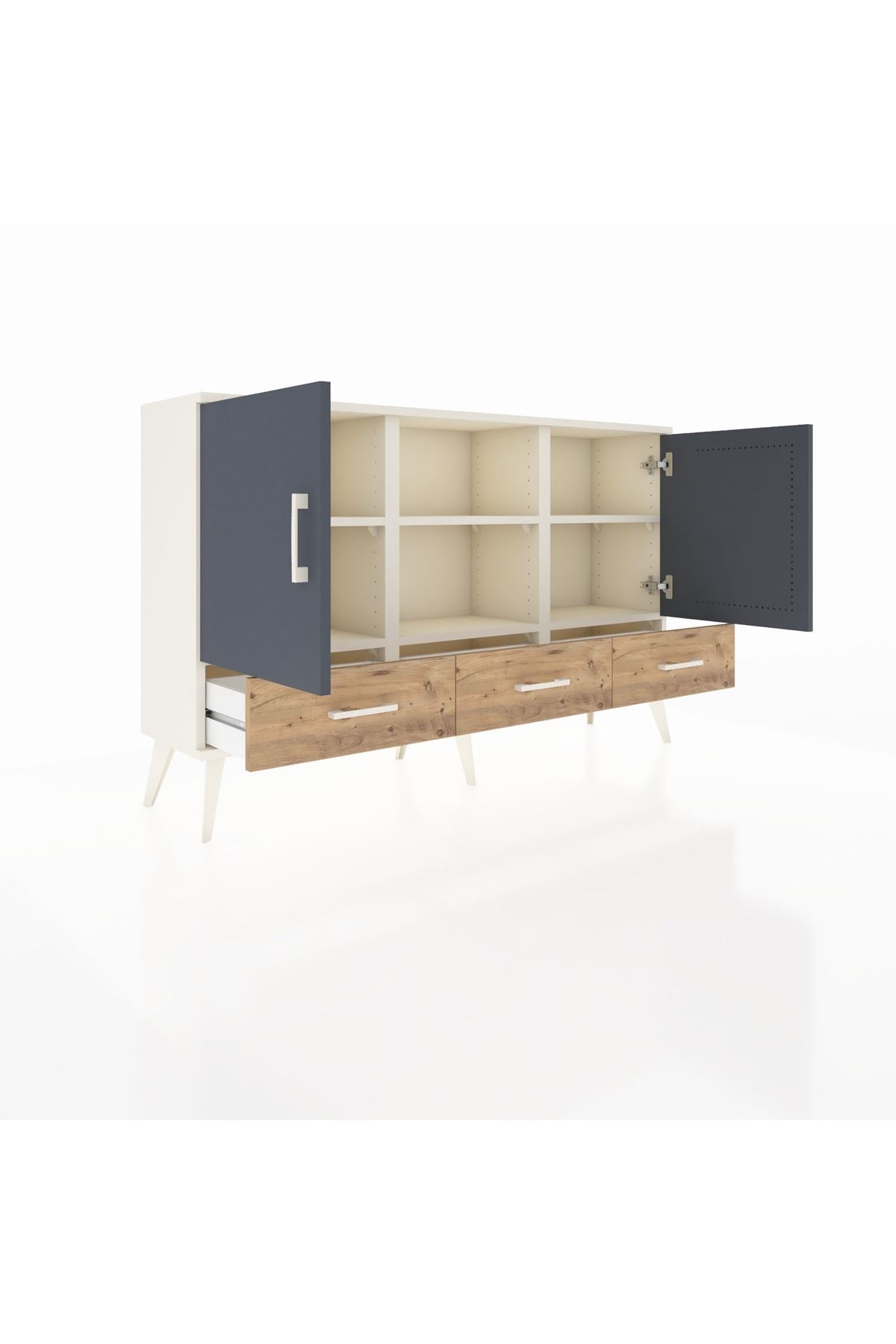Arges Konsol 6 Raflı 3 Çekmeceli 3 Kapaklı 132x30x83 - S144M023V09A