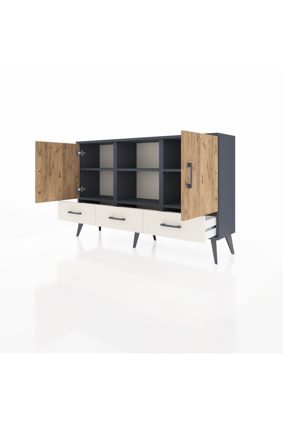 Arges Konsol 6 Raflı 3 Çekmeceli 3 Kapaklı 132x30x83 - S144M023V10A