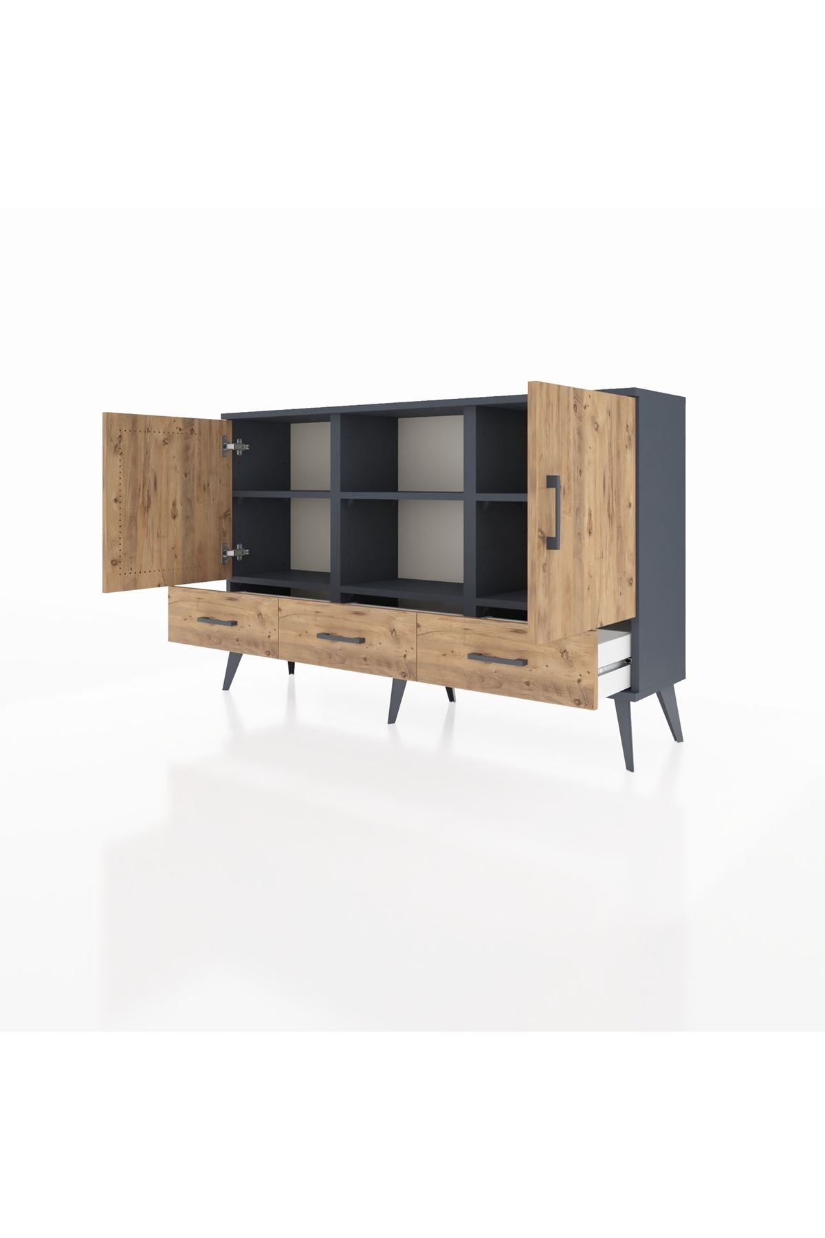 Arges Konsol 6 Raflı 3 Çekmeceli 3 Kapaklı 132x30x83 - S144M023V12A
