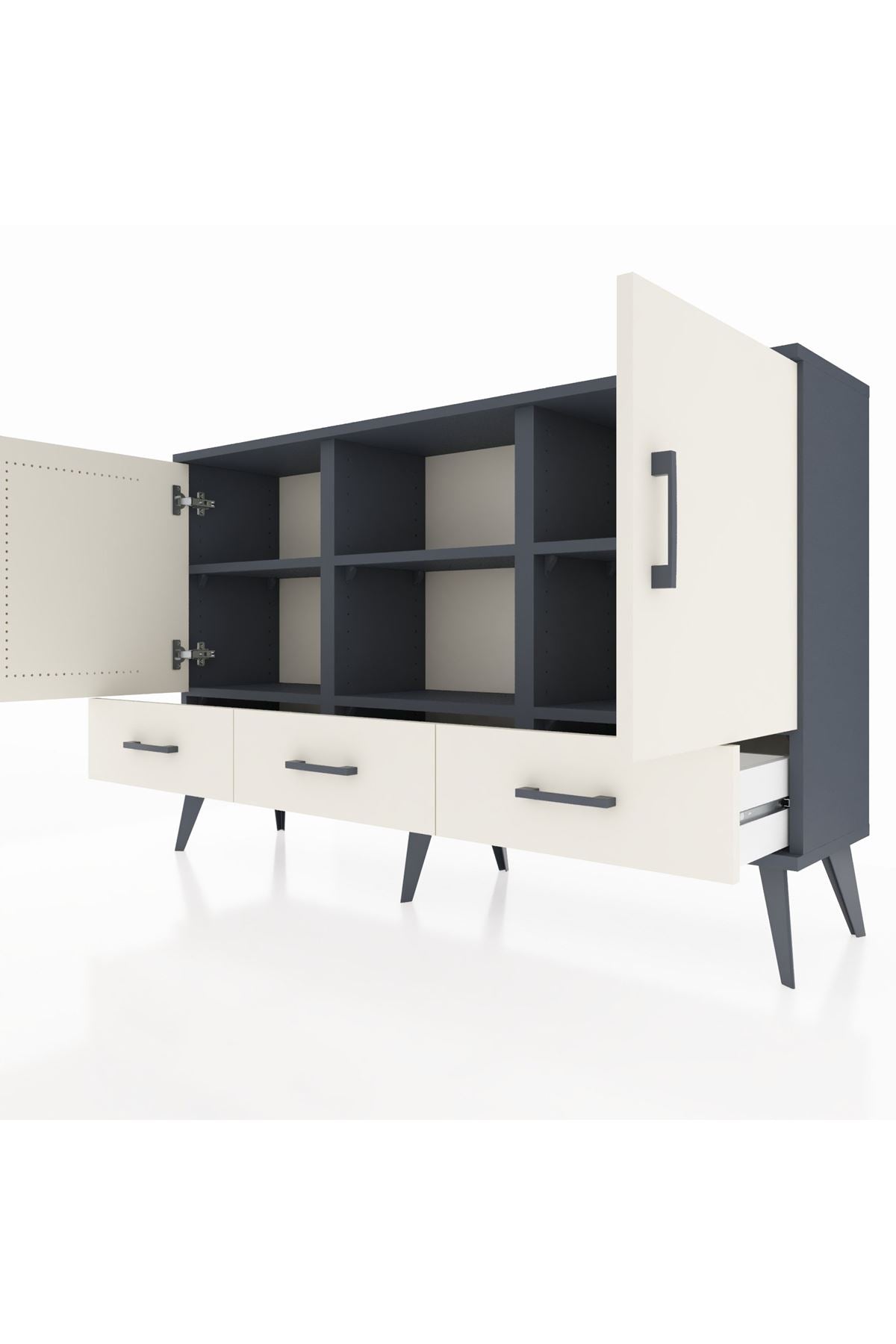 Arges Konsol 6 Raflı 3 Çekmeceli 3 Kapaklı 132x30x83 - S144M023V13A