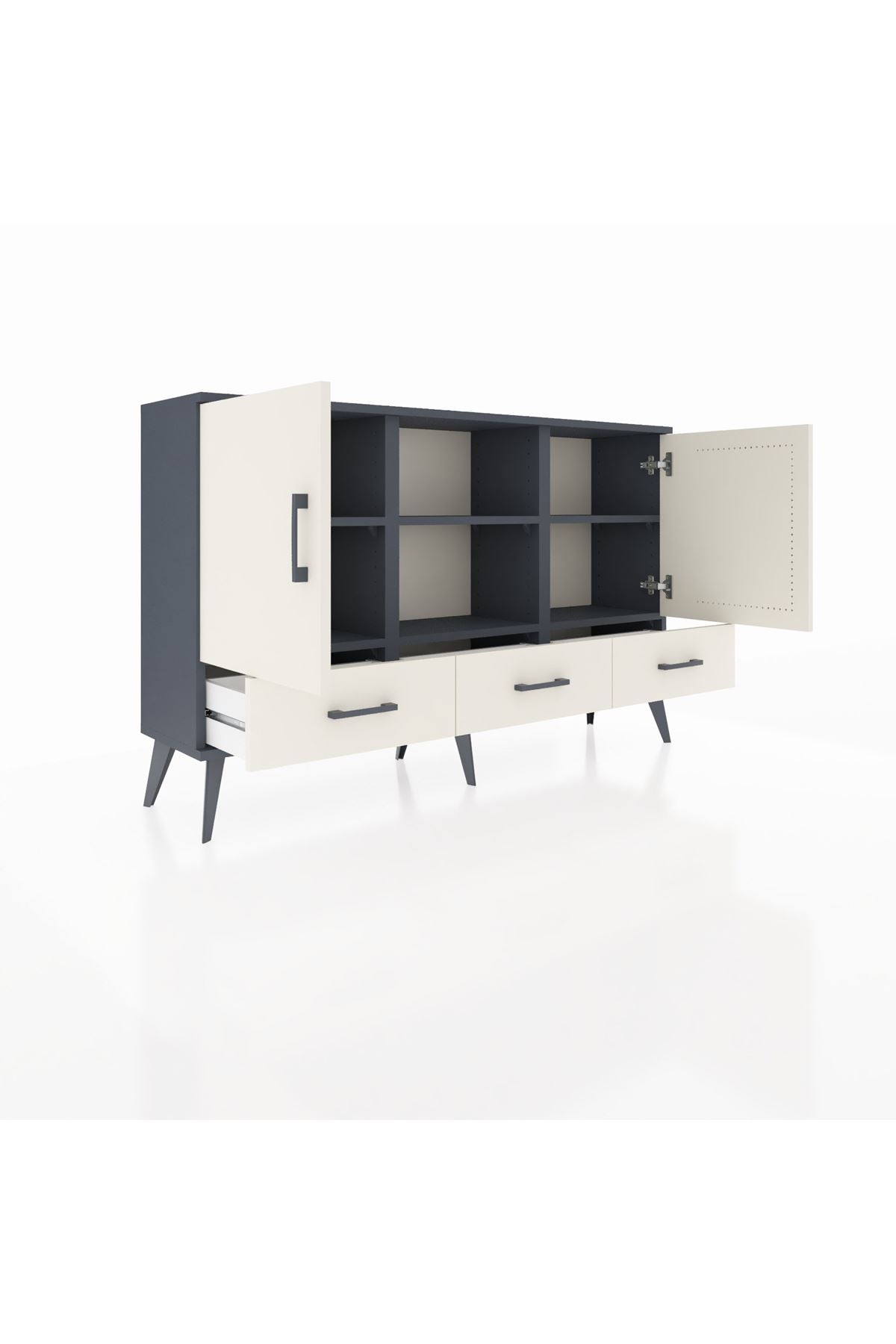Arges Konsol 6 Raflı 3 Çekmeceli 3 Kapaklı 132x30x83 - S144M023V13A