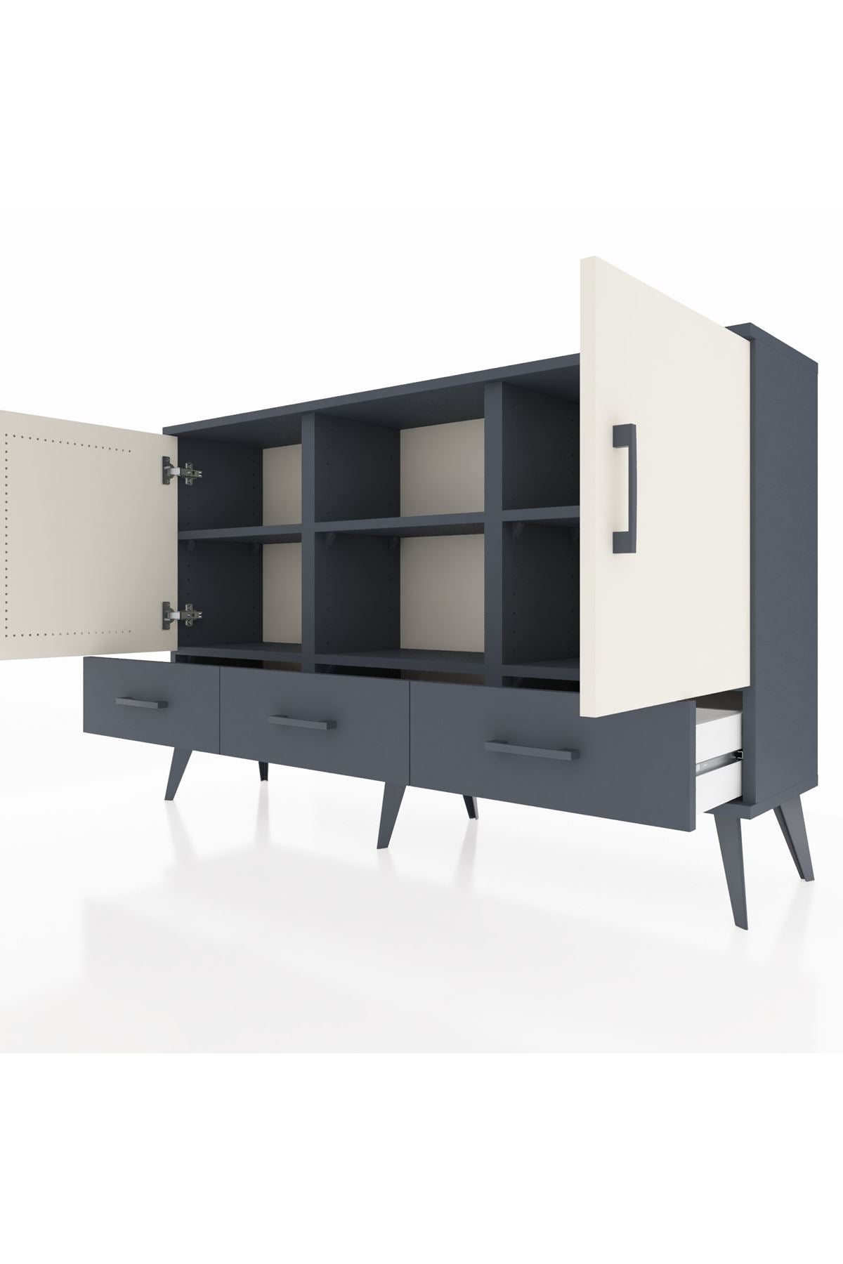 Arges Konsol 6 Raflı 3 Çekmeceli 3 Kapaklı 132x30x83 - S144M023V14A