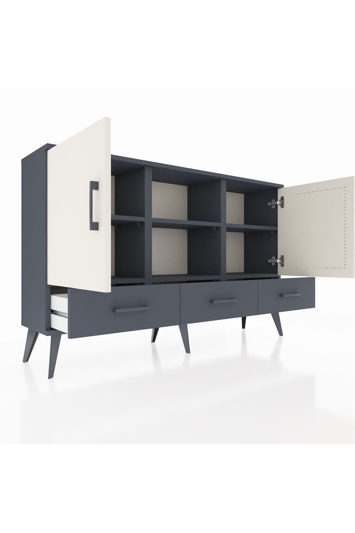 Arges Konsol 6 Raflı 3 Çekmeceli 3 Kapaklı 132x30x83 - S144M023V14A