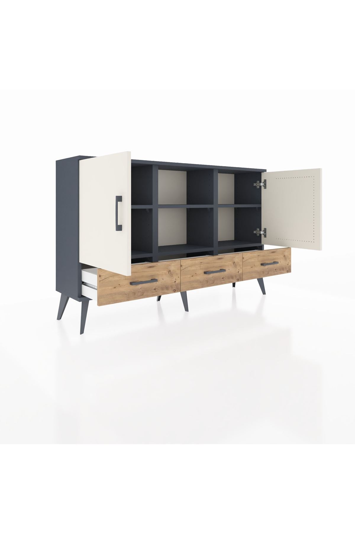 Arges Konsol 6 Raflı 3 Çekmeceli 3 Kapaklı 132x30x83 - S144M023V15A