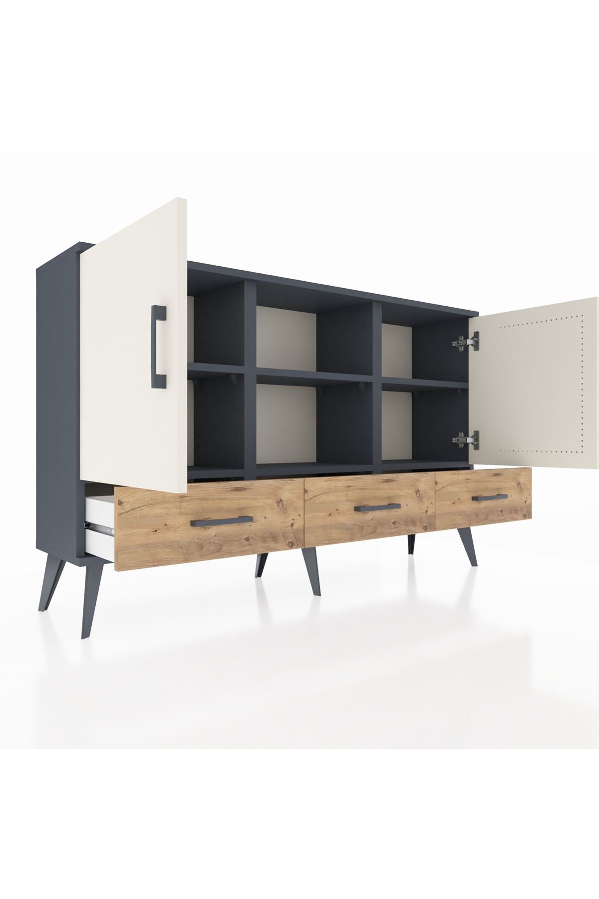 Arges Konsol 6 Raflı 3 Çekmeceli 3 Kapaklı 132x30x83 - S144M023V15A
