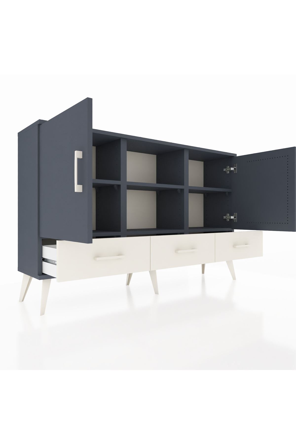 Arges Konsol 6 Raflı 3 Çekmeceli 3 Kapaklı 132x30x83 - S144M023V16A