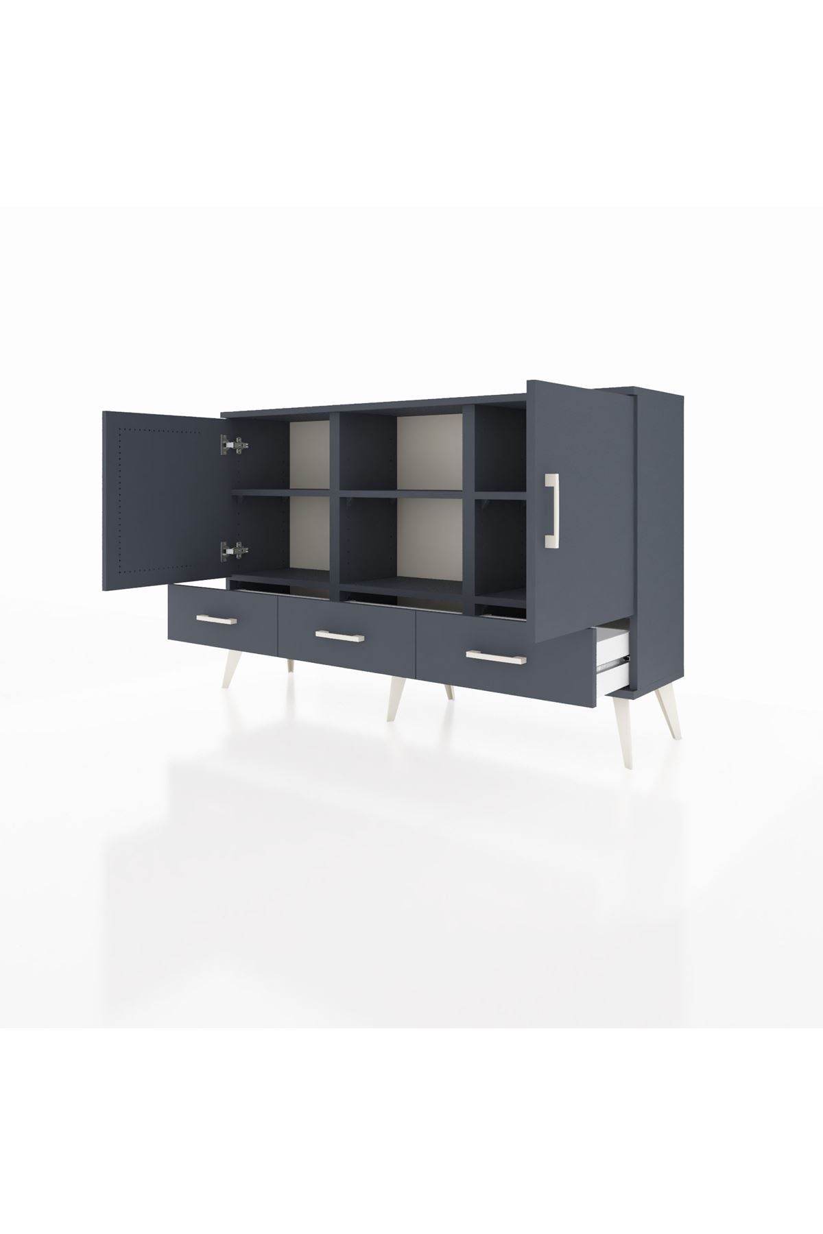 Arges Konsol 6 Raflı 3 Çekmeceli 3 Kapaklı 132x30x83 - S144M023V17A