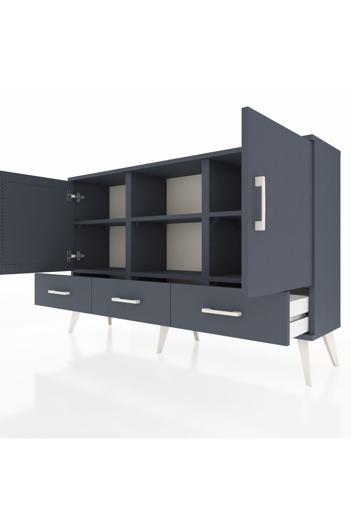 Arges Konsol 6 Raflı 3 Çekmeceli 3 Kapaklı 132x30x83 - S144M023V17A