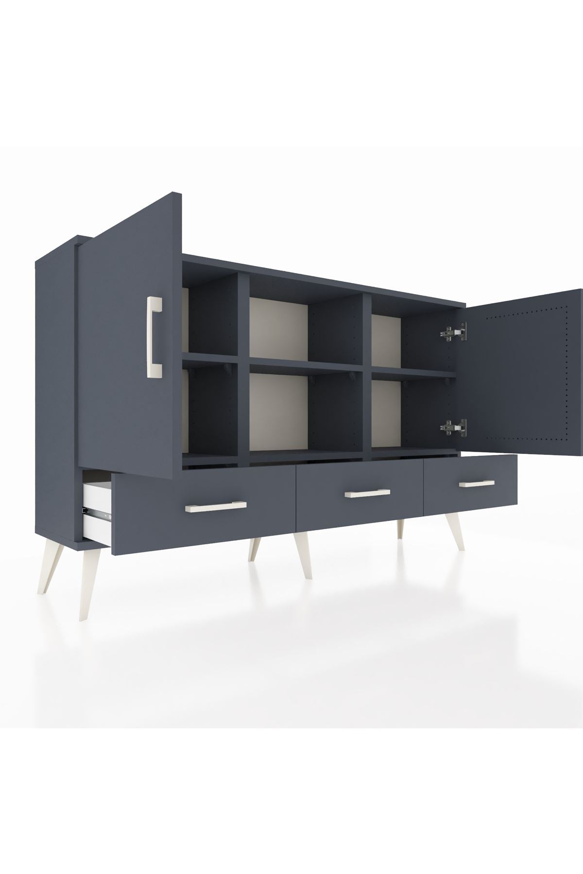 Arges Konsol 6 Raflı 3 Çekmeceli 3 Kapaklı 132x30x83 - S144M023V17A
