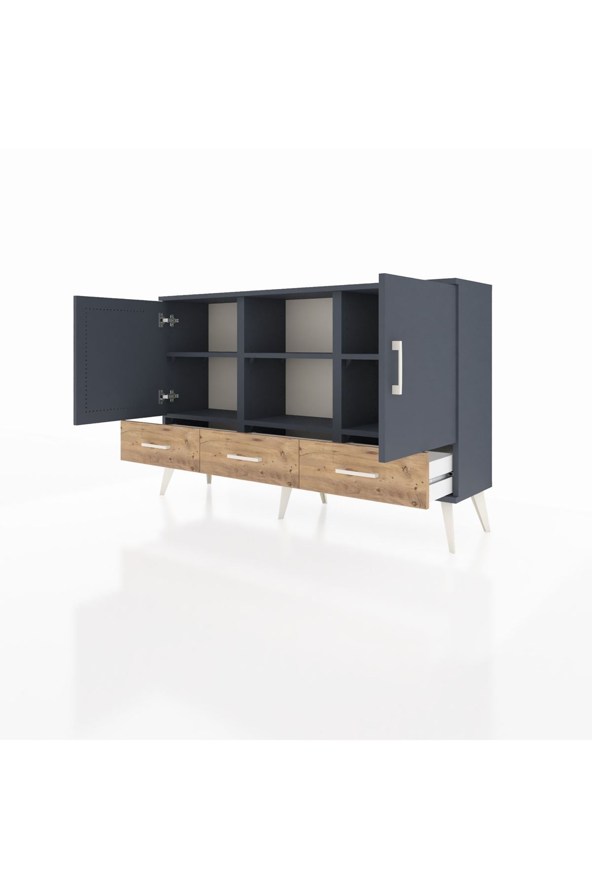 Arges Konsol 6 Raflı 3 Çekmeceli 3 Kapaklı 132x30x83 - S144M023V18A