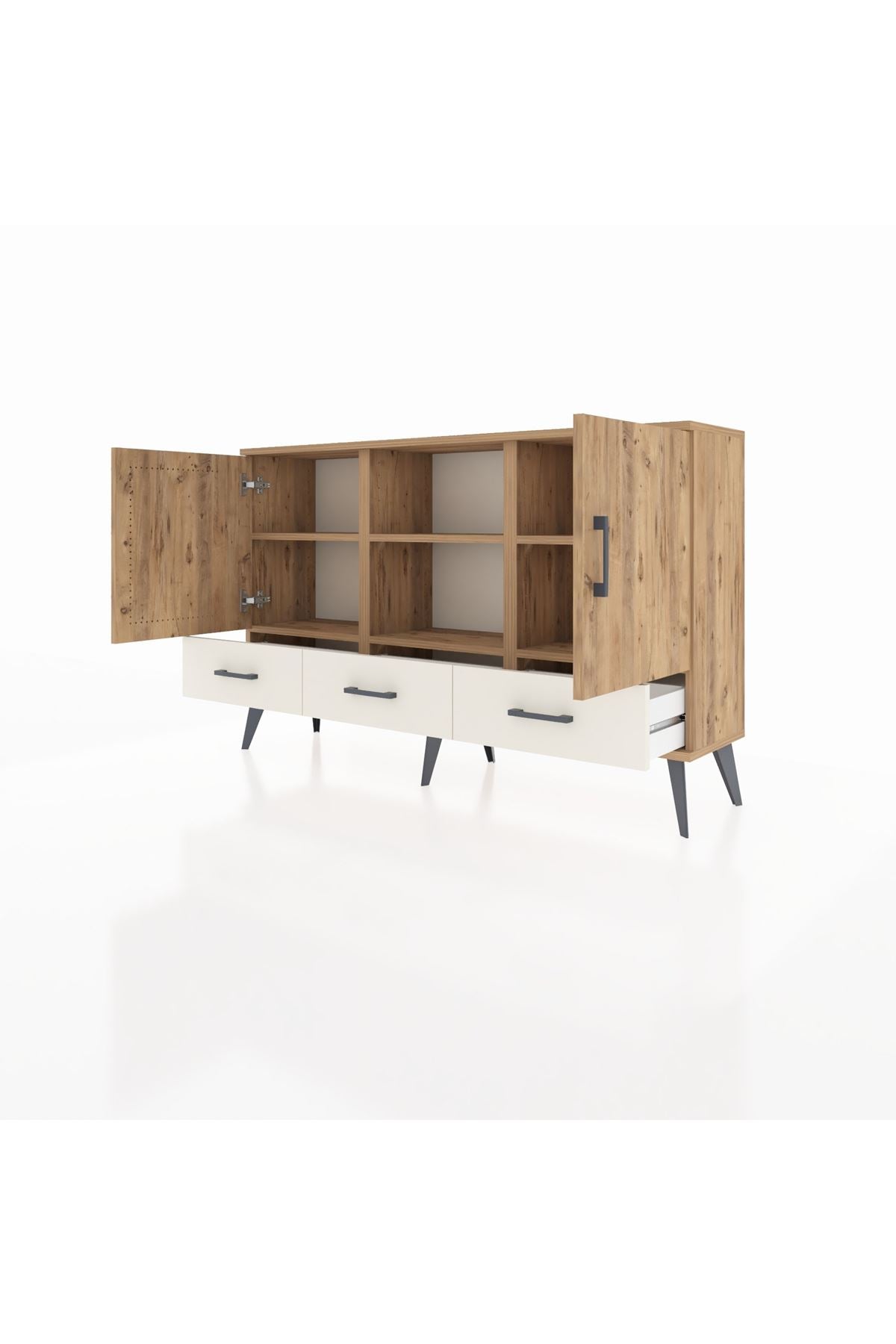 Arges Konsol 6 Raflı 3 Çekmeceli 3 Kapaklı 132x30x83 - S144M023V19A