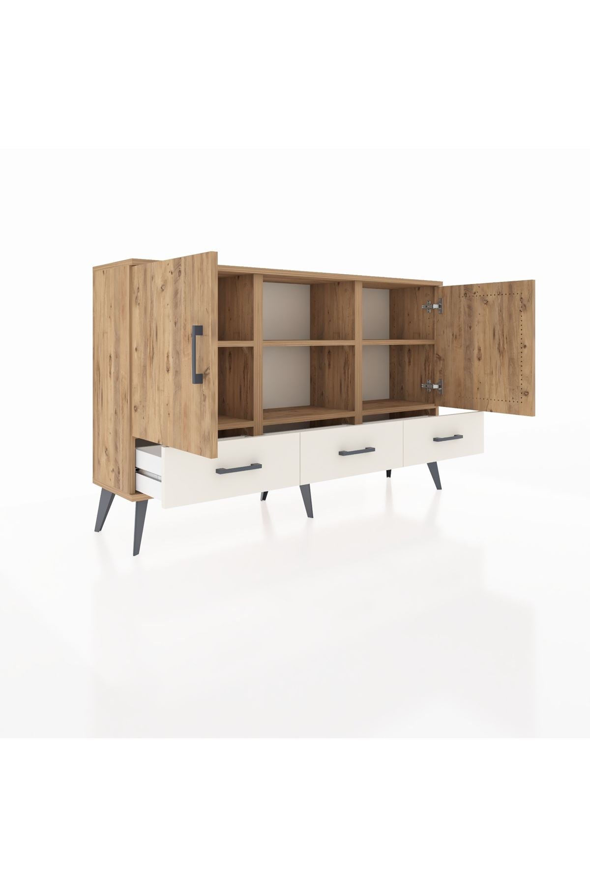 Arges Konsol 6 Raflı 3 Çekmeceli 3 Kapaklı 132x30x83 - S144M023V19A