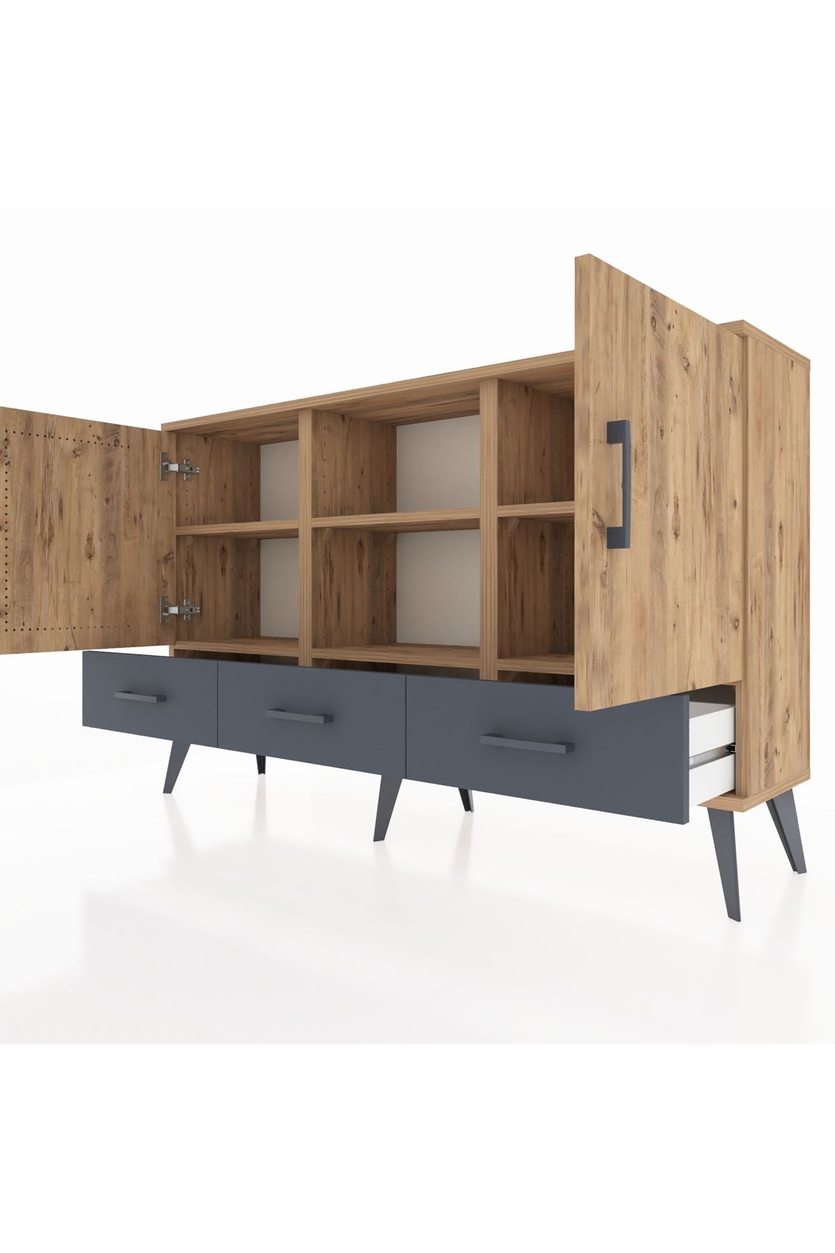 Arges Konsol 6 Raflı 3 Çekmeceli 3 Kapaklı 132x30x83 - S144M023V20A
