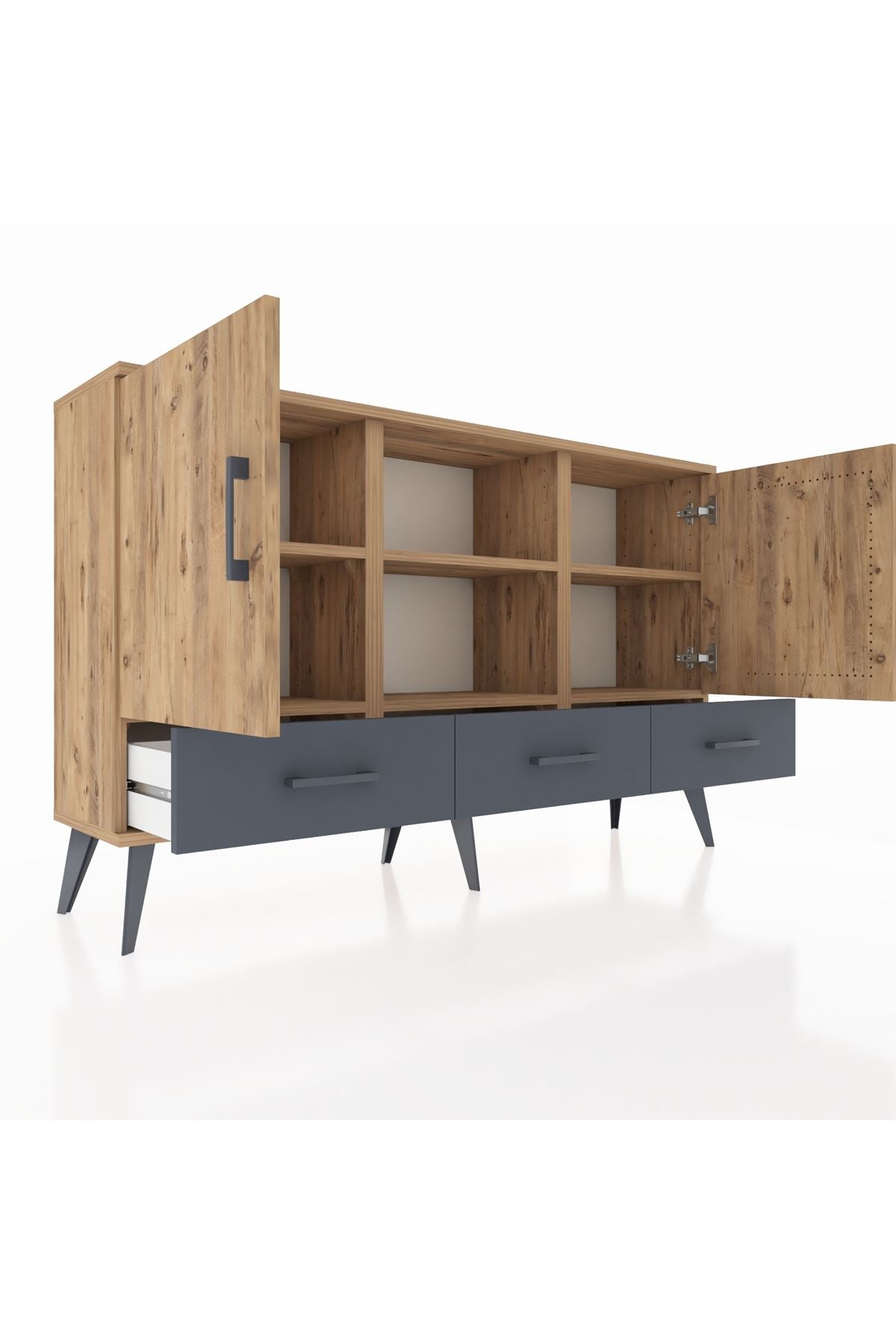 Arges Konsol 6 Raflı 3 Çekmeceli 3 Kapaklı 132x30x83 - S144M023V20A