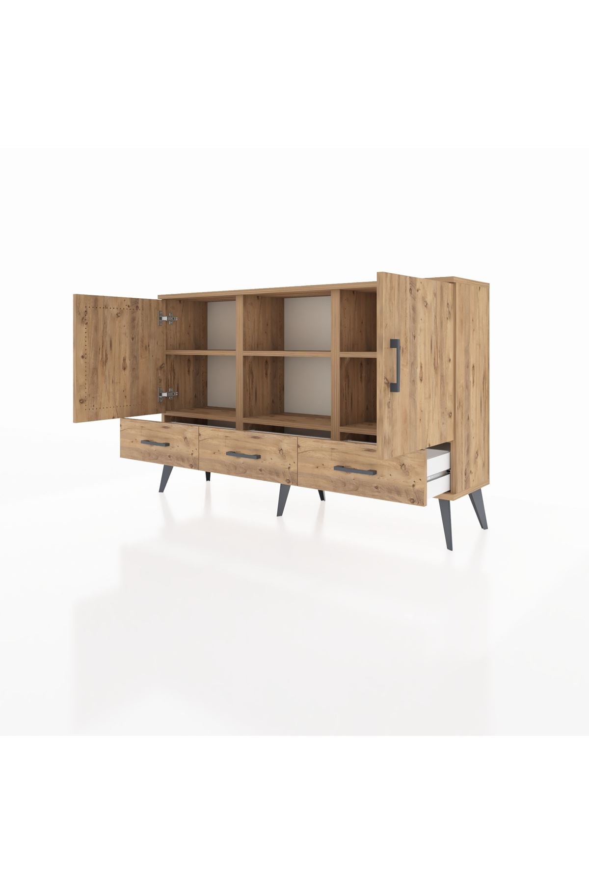 Arges Konsol 6 Raflı 3 Çekmeceli 3 Kapaklı 132x30x83 - S144M023V21A