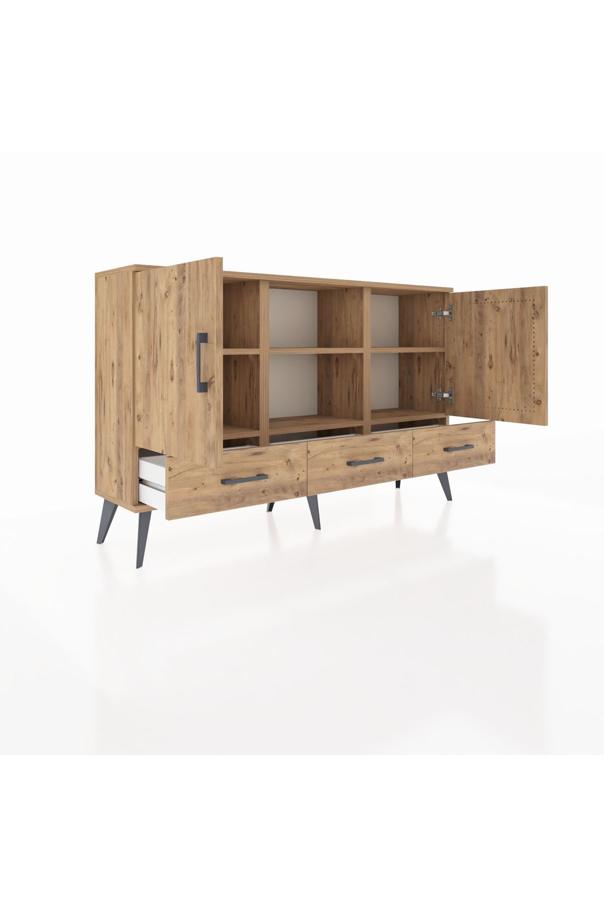 Arges Konsol 6 Raflı 3 Çekmeceli 3 Kapaklı 132x30x83 - S144M023V21A