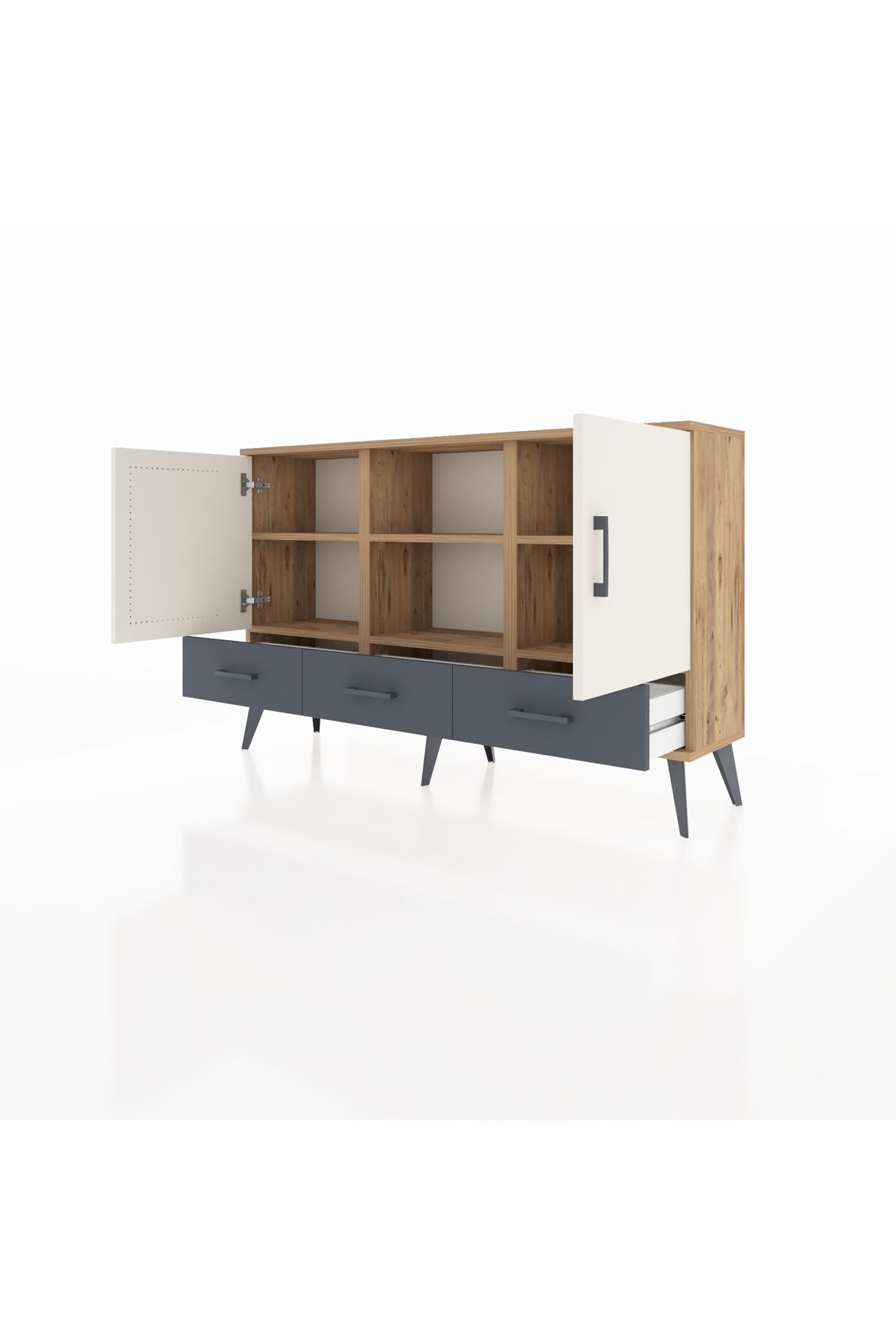 Arges Konsol 6 Raflı 3 Çekmeceli 3 Kapaklı 132x30x83 - S144M023V23A