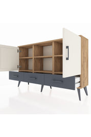 Arges Konsol 6 Raflı 3 Çekmeceli 3 Kapaklı 132x30x83 - S144M023V23A