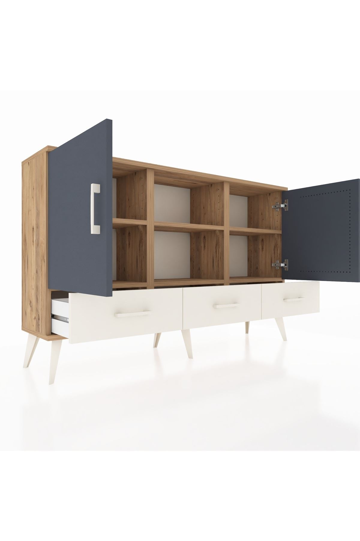 Arges Konsol 6 Raflı 3 Çekmeceli 3 Kapaklı 132x30x83 - S144M023V25A