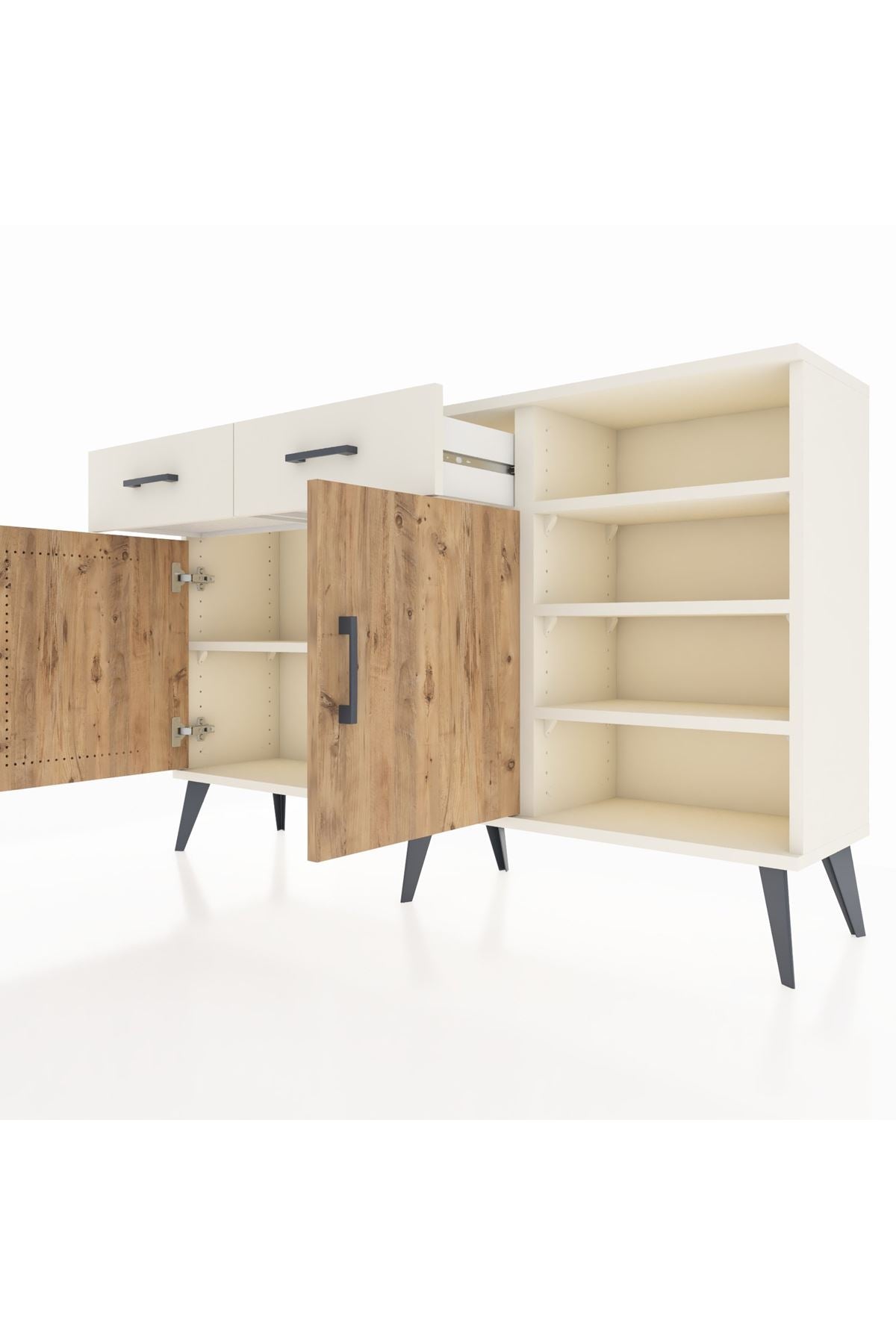 Arges Konsol 5 Raflı 2 Çekmeceli 2 Kapaklı 132x30x83 - S144M024V01A