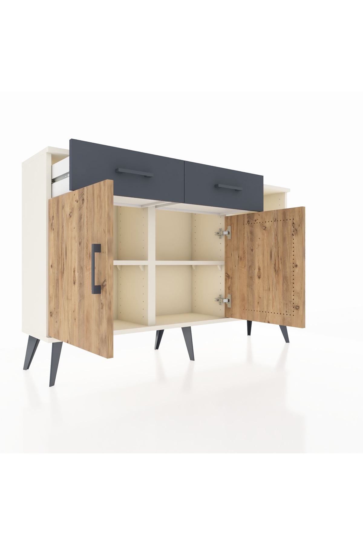 Arges Konsol 5 Raflı 2 Çekmeceli 2 Kapaklı 132x30x83 - S144M024V02A