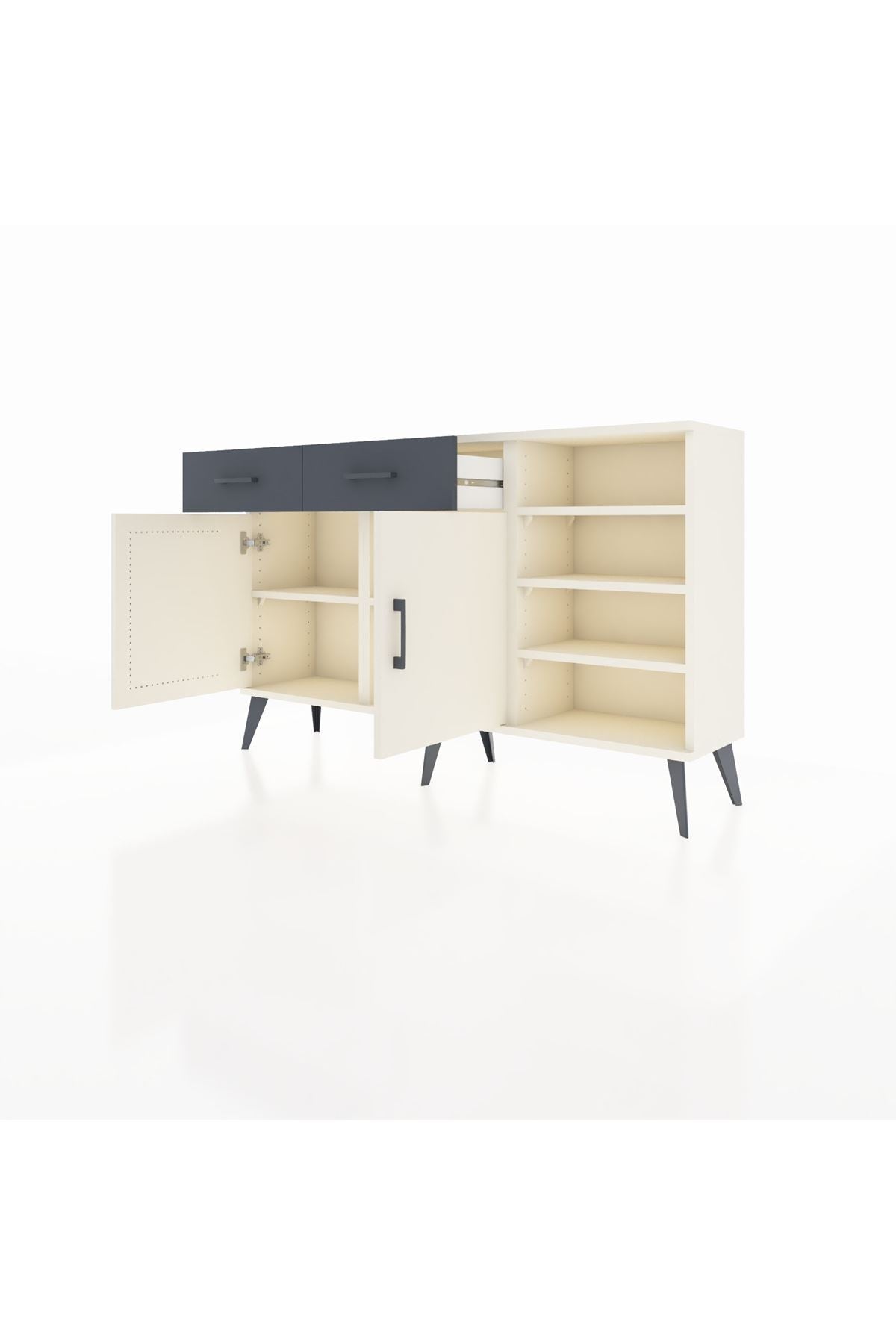 Arges Konsol 5 Raflı 2 Çekmeceli 2 Kapaklı 132x30x83 - S144M024V05A