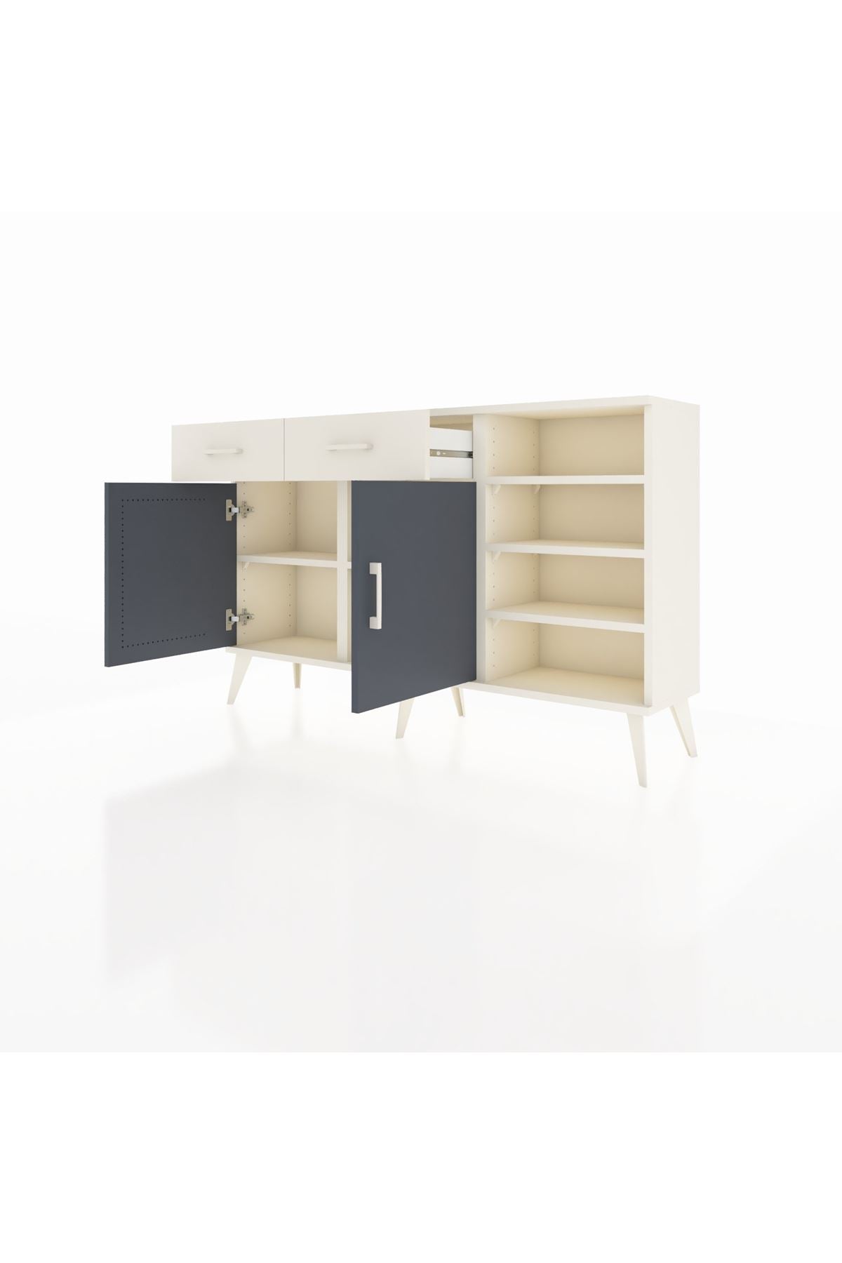 Arges Konsol 5 Raflı 2 Çekmeceli 2 Kapaklı 132x30x83 - S144M024V07A