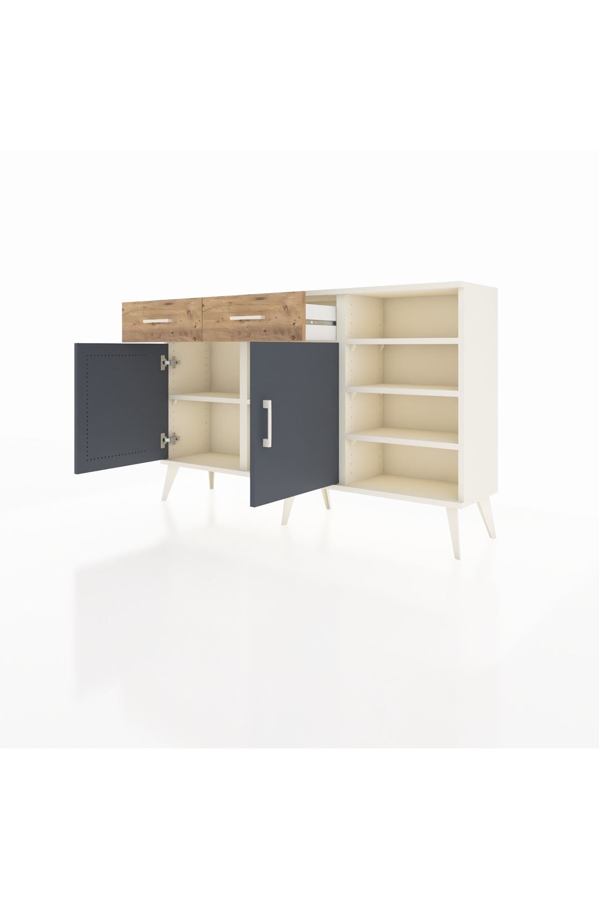 Arges Konsol 5 Raflı 2 Çekmeceli 2 Kapaklı 132x30x83 - S144M024V09A