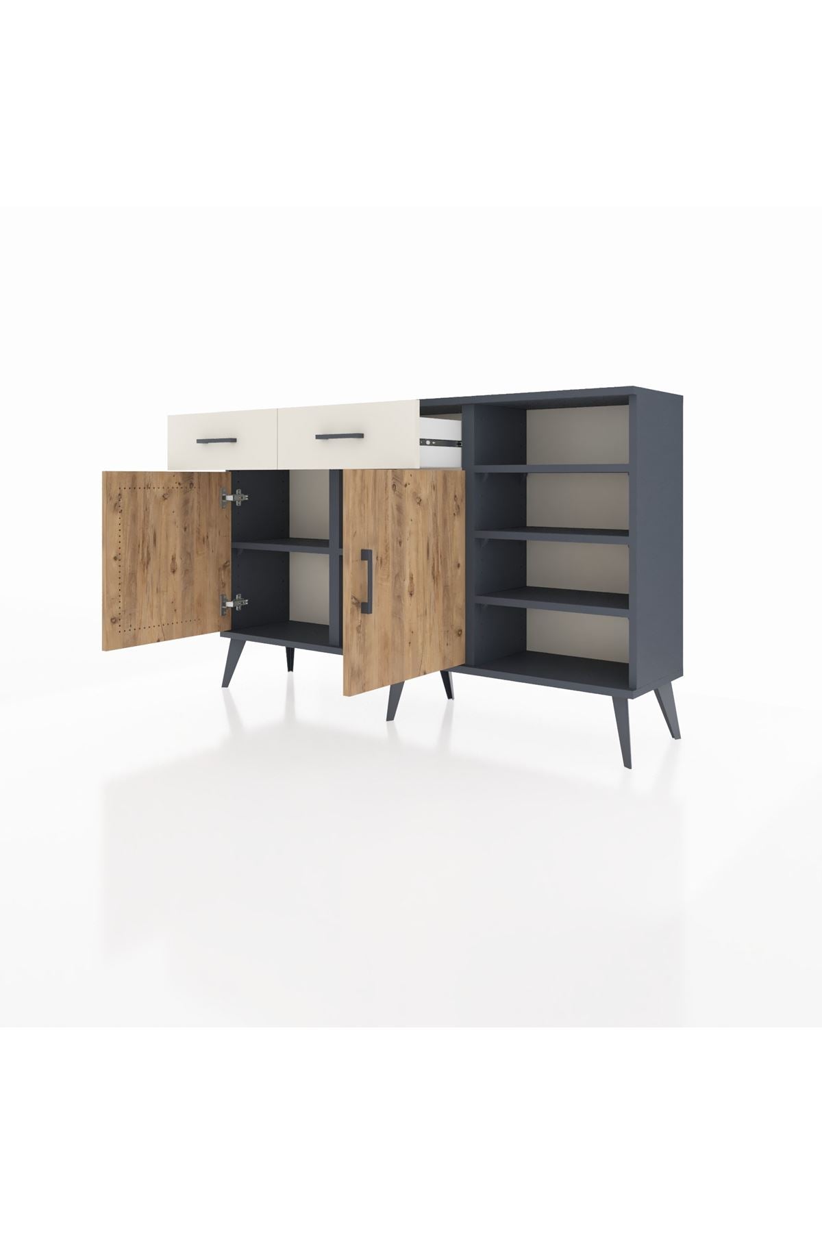 Arges Konsol 5 Raflı 2 Çekmeceli 2 Kapaklı 132x30x83 - S144M024V10A