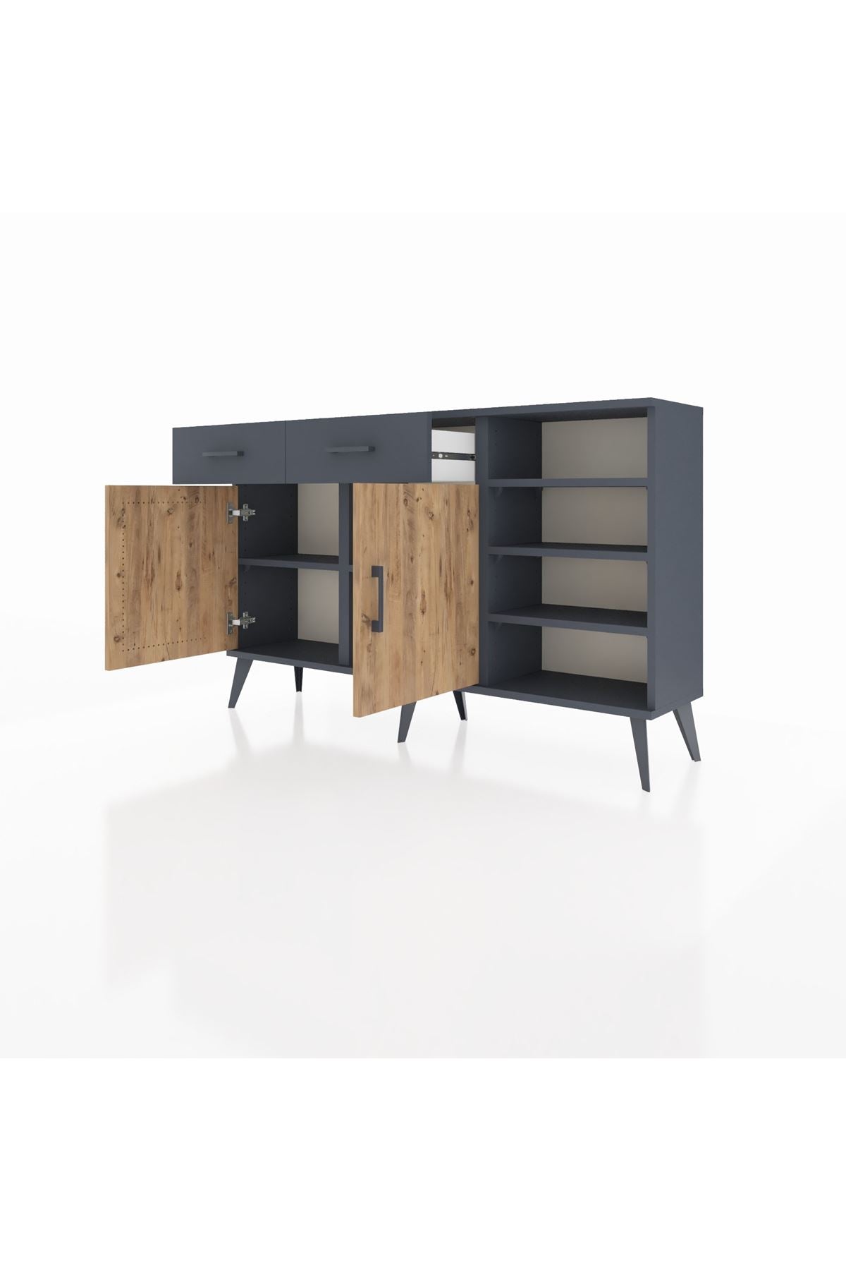Arges Konsol 5 Raflı 2 Çekmeceli 2 Kapaklı 132x30x83 - S144M024V11A