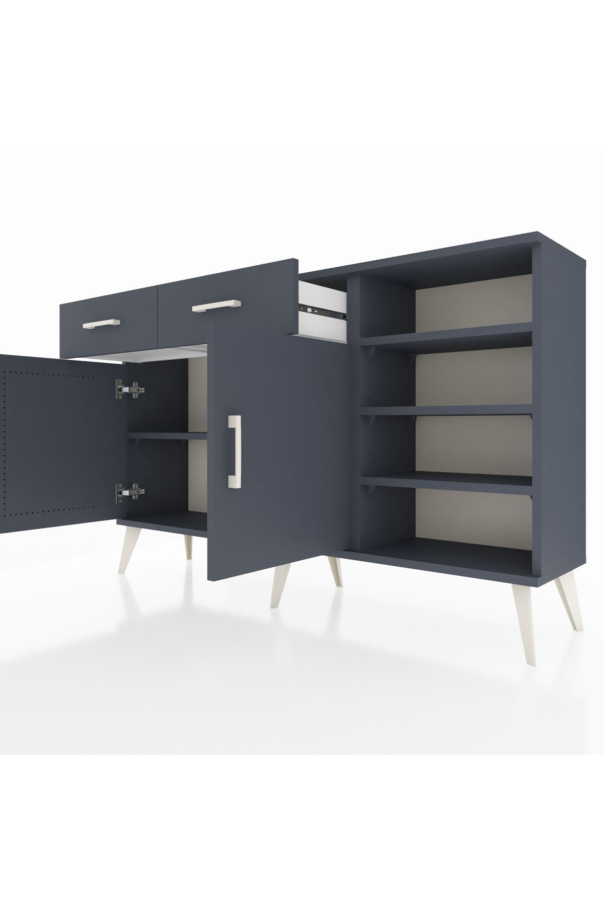 Arges Konsol 5 Raflı 2 Çekmeceli 2 Kapaklı 132x30x83 - S144M024V17A
