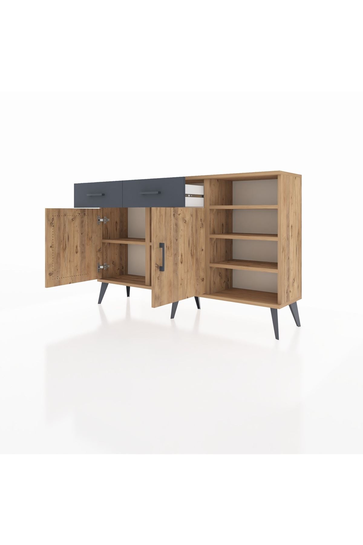 Arges Konsol 5 Raflı 2 Çekmeceli 2 Kapaklı 132x30x83 - S144M024V20A