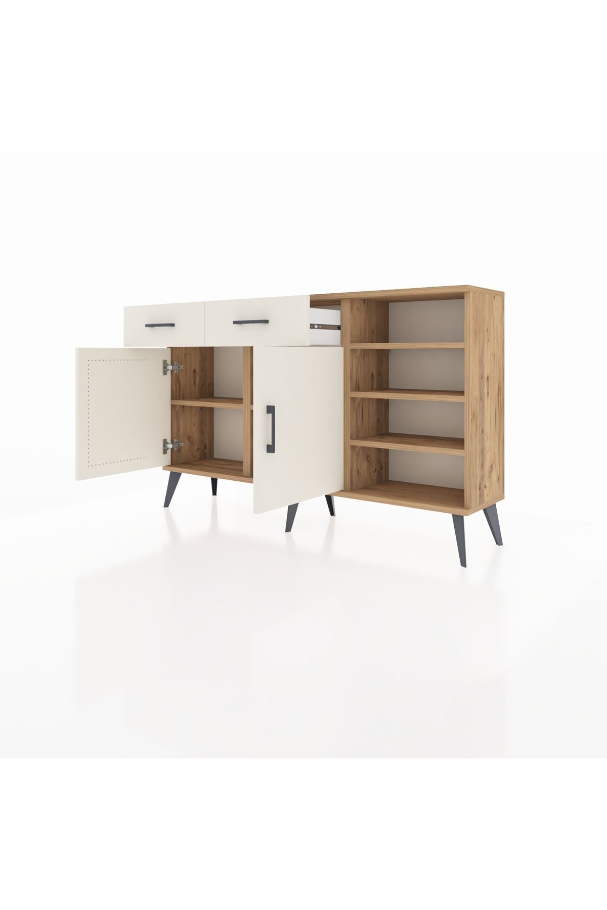 Arges Konsol 5 Raflı 2 Çekmeceli 2 Kapaklı 132x30x83 - S144M024V22A